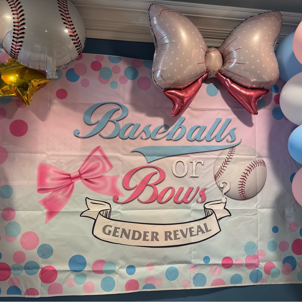 Baseballs or Bows Gender Reveal Decorations